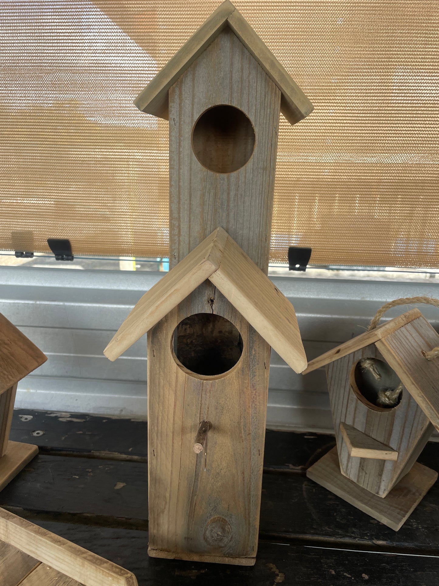 Birdhouse 300mm/500mm Twin Timber - Dual Size Natural Wood Nesting Box