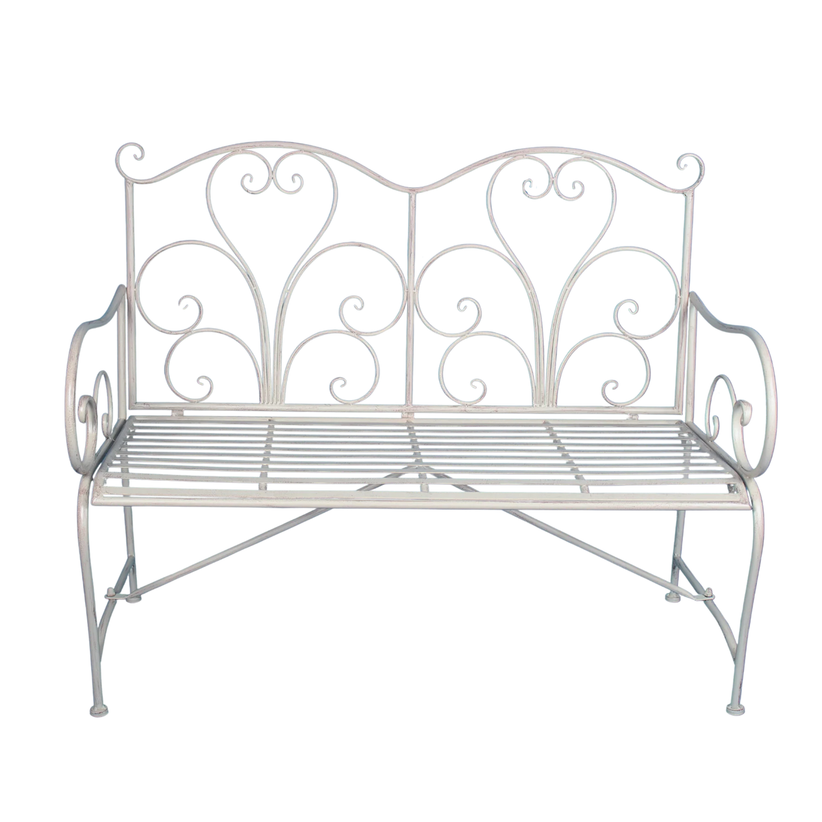 Adele cream brushed metal garden bench