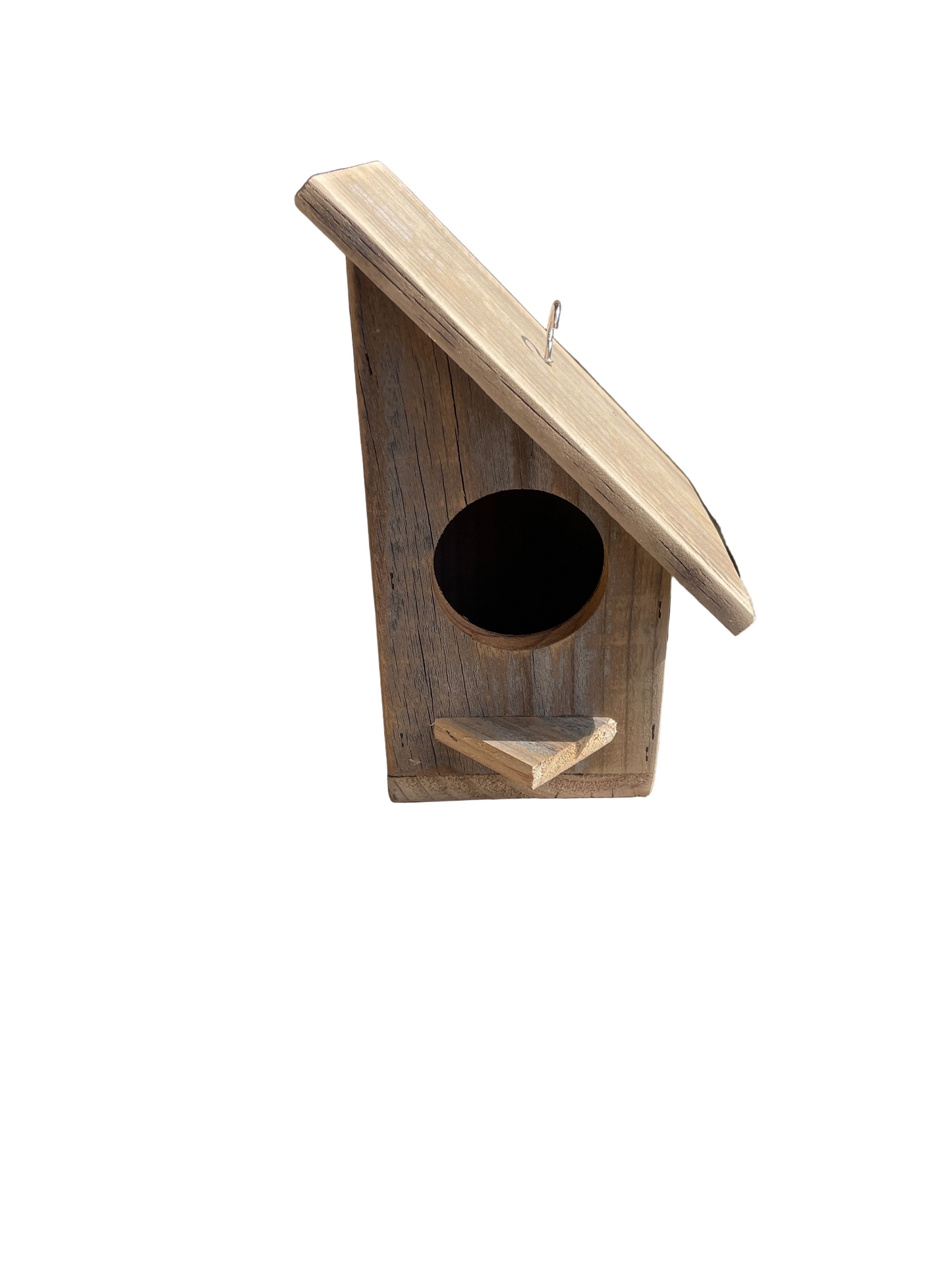 Birdhouse 200mm Angled Timber - Natural Wood Garden Nesting Box