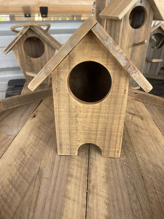 Bird Feeder 200mm Octagonal Timber - Natural Wood Garden Feeder