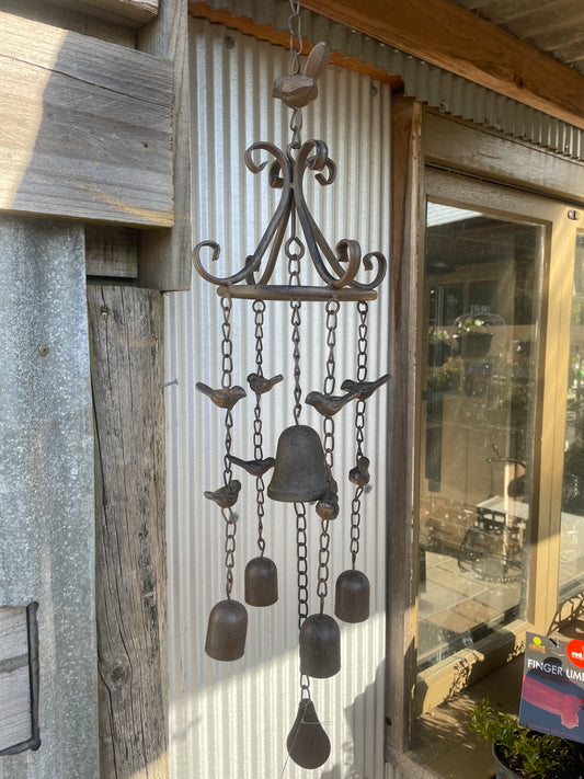 Cast Bell and Birds Ornament