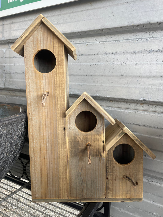 Birdhouse 3-in-1 Timber - Multi-Compartment Natural Wood Nesting Box