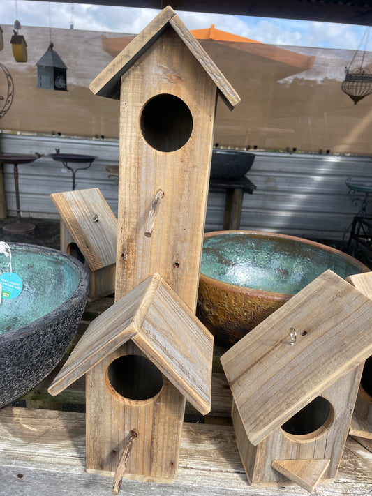 Birdhouse 200mm/500mm Timber - Dual Height Natural Wood Nesting Box