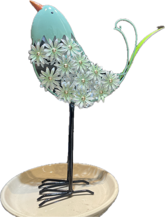 Bird Decorative Metal Garden Ornament with Flowers
