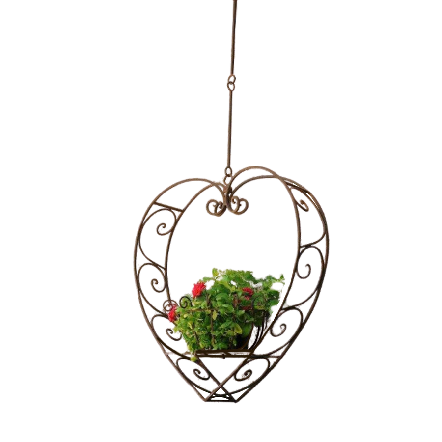 Hanging Heart Plant Holder Rust