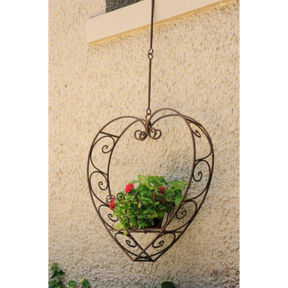 Hanging Heart Plant Holder Rust