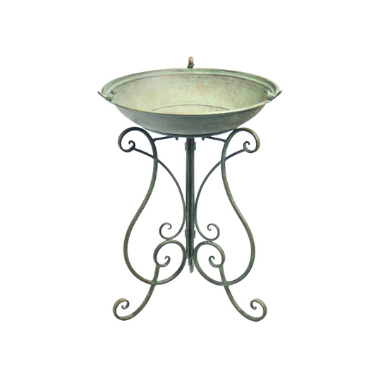 Birdbath with Stand - Garden Green