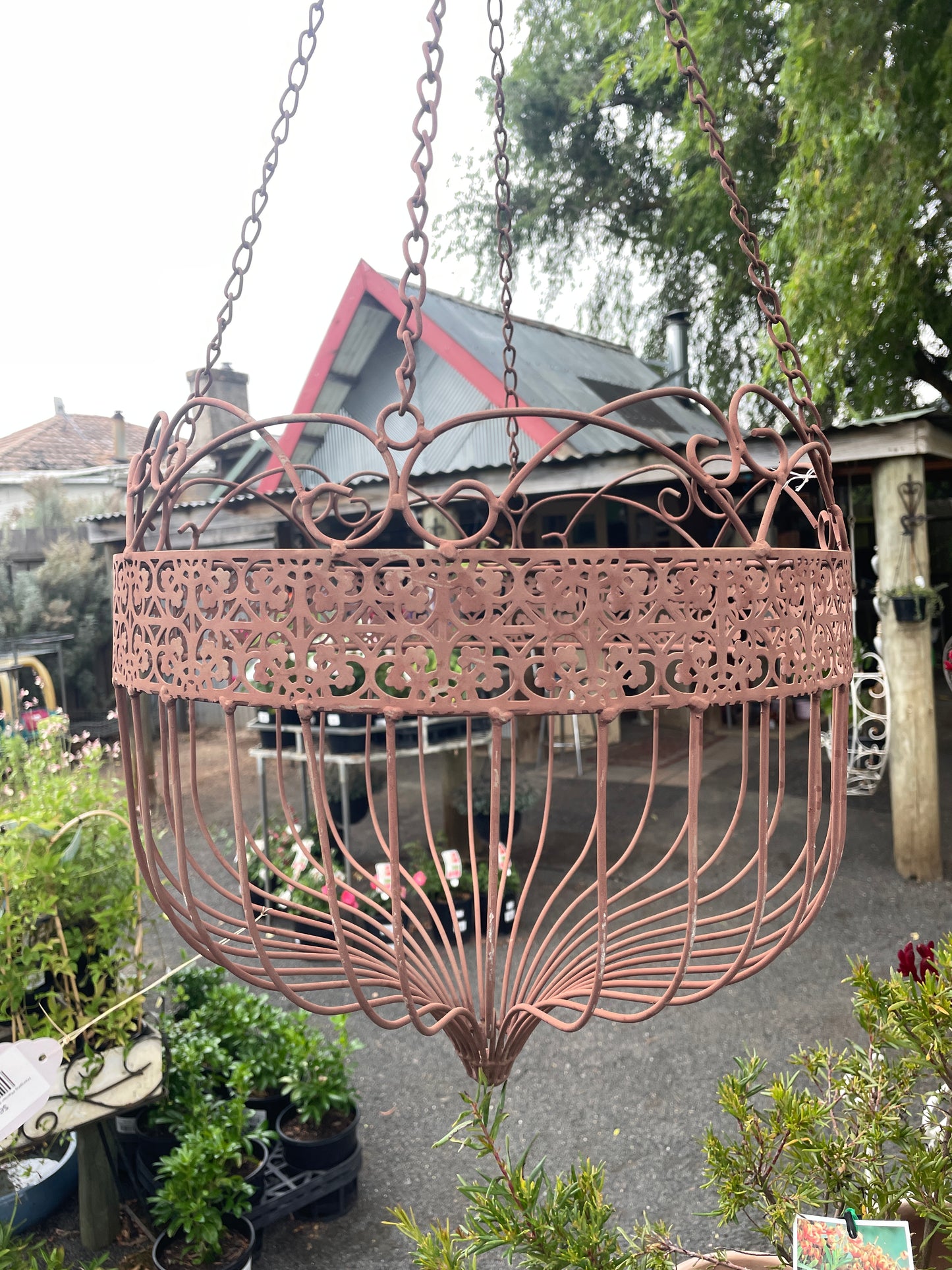 Hanging Planter Basket - Dark Brown Filigree