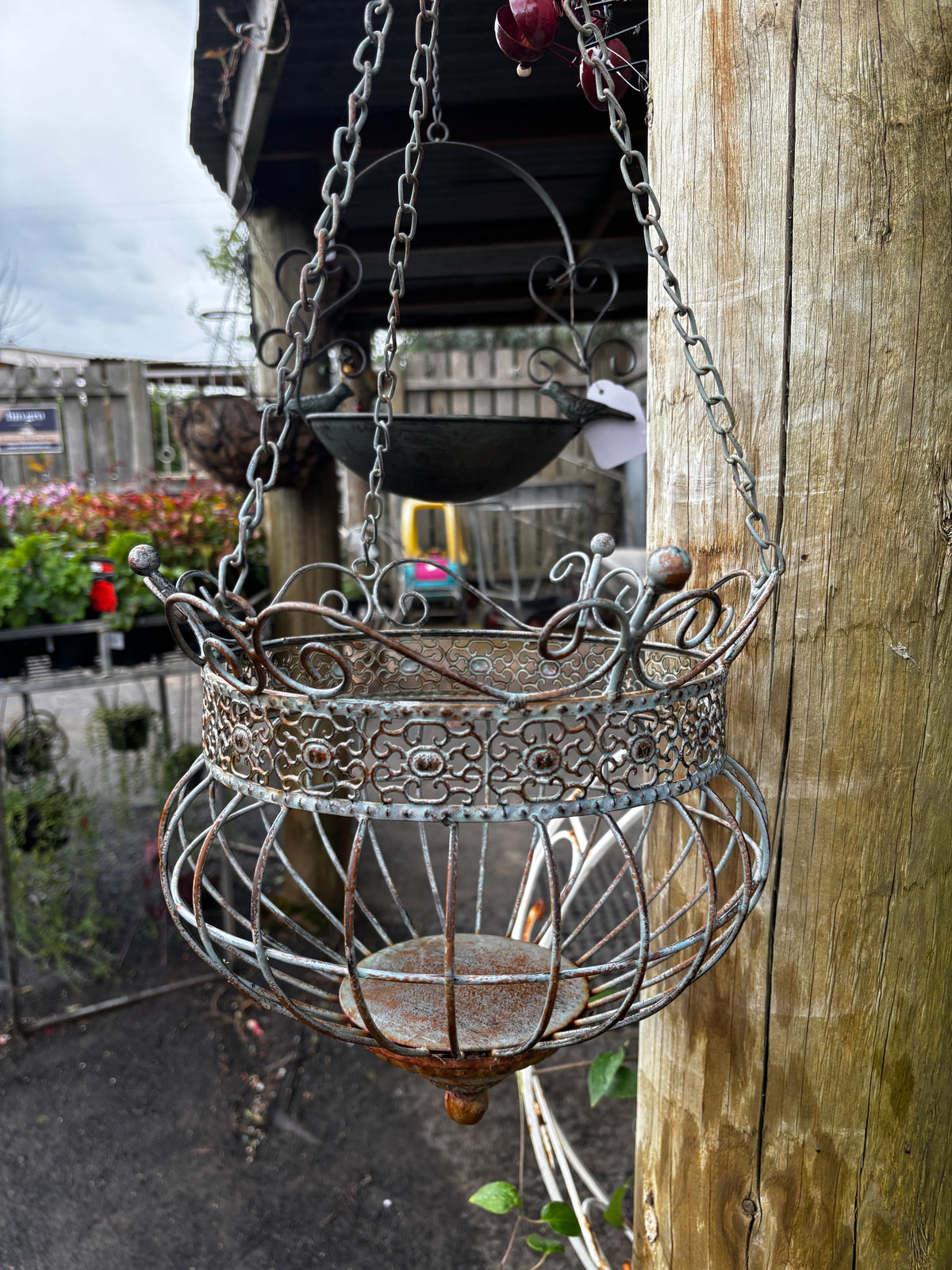 Filigree Hanging Basket - Antique Green