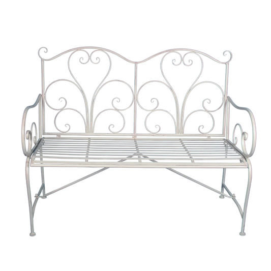 Adele cream brushed metal garden bench