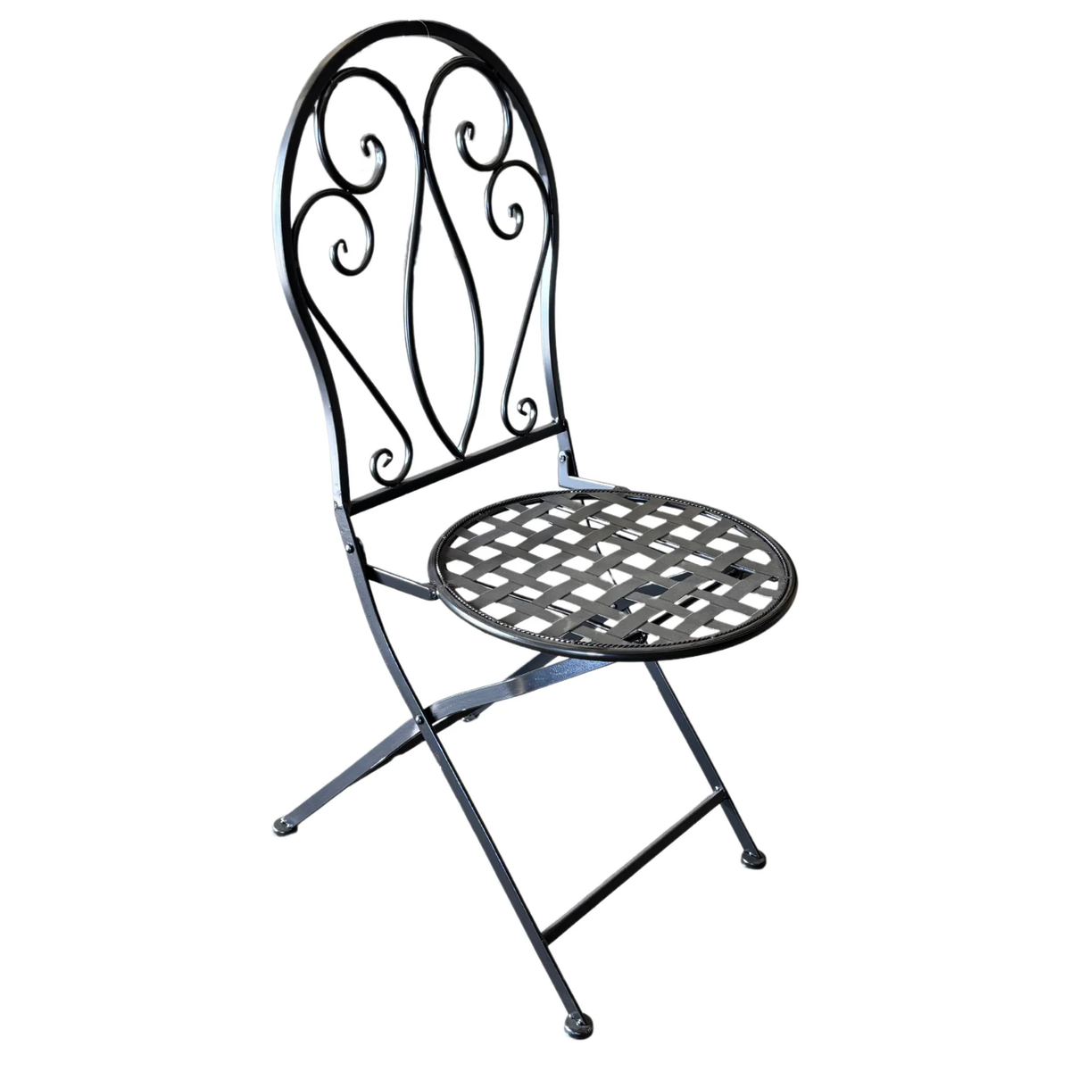 Decorative chair with openwork back and patterned seat for a Mosaic setting